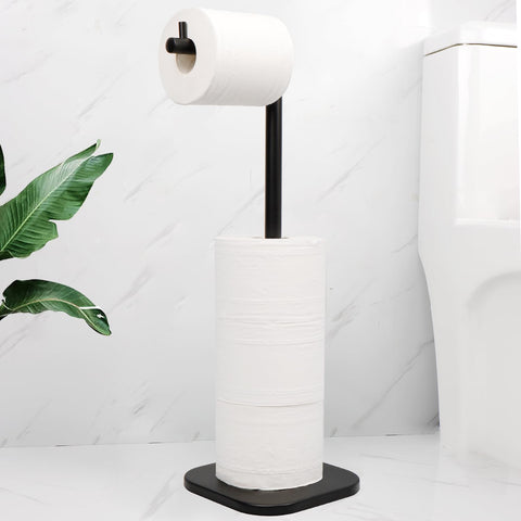 Vanloory stand with five-roll reserve keeps extras within reach for busy moments.