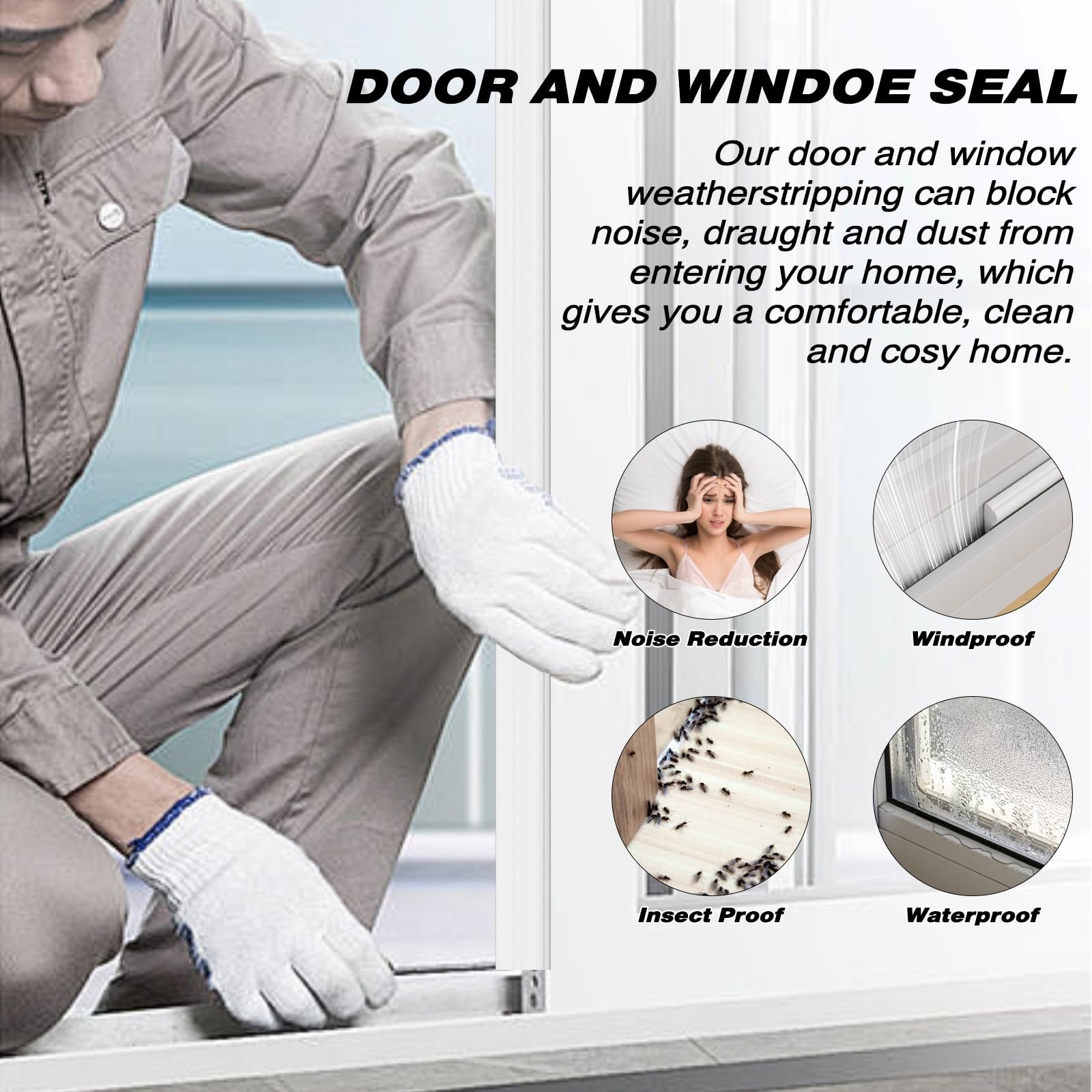 Vannesse Weather Stripping adhesive roll demonstrates easy install and durable seal.