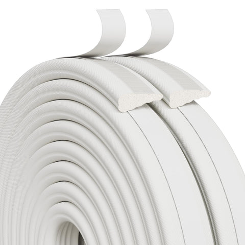 Vannesse Weather Stripping wedge close-up showing foam seal reduces drafts and noise.