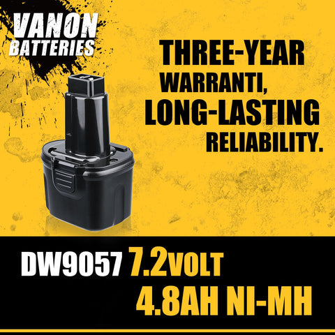VANON 2Pack 4800mAh battery side view for DW9057, reliable backup solution