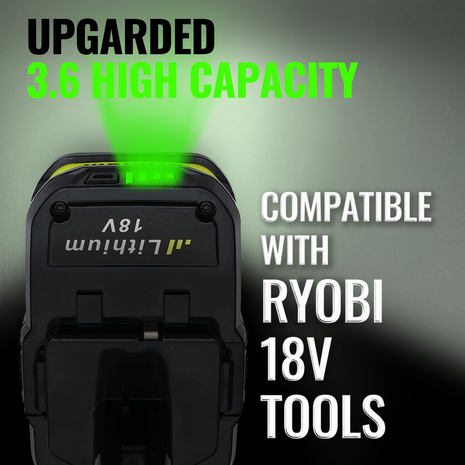 VANON 3600mAh 18V two-pack back view showing easy swapping.