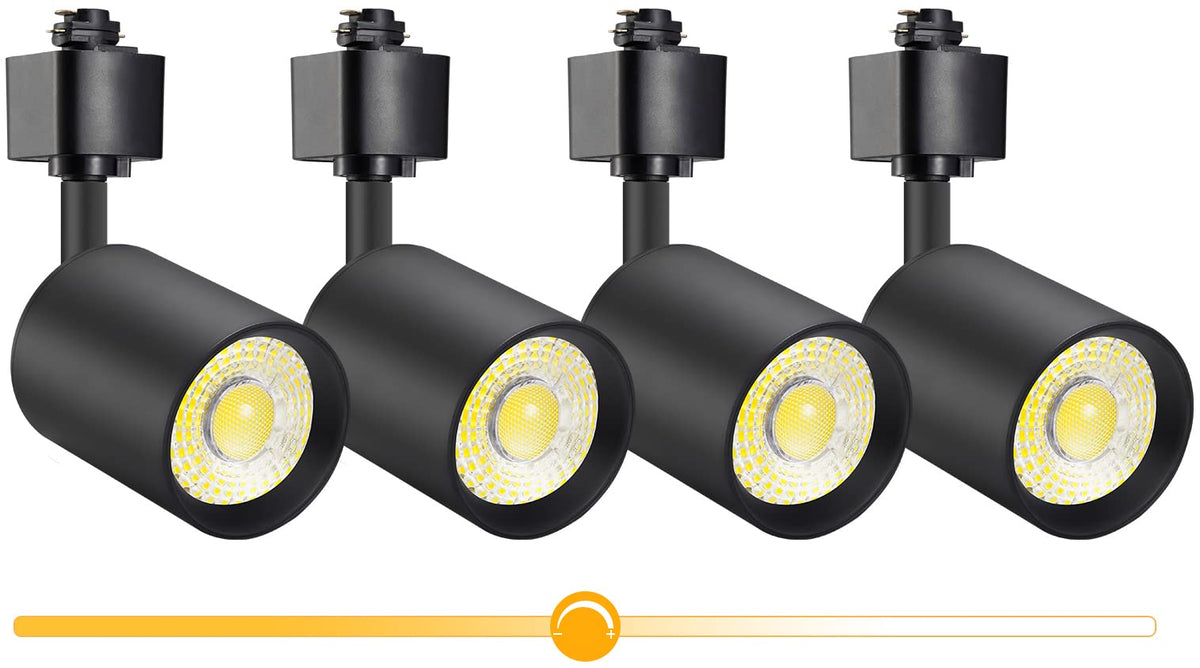VANoopee 10W dimmable LED track head close-up with sleek black finish for versatile installations.