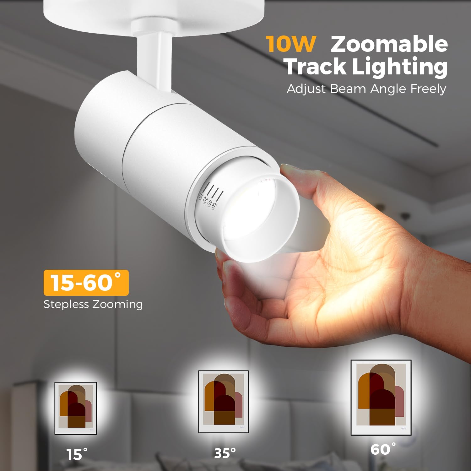 VANoopee zoomable beam ceiling light focused on display area