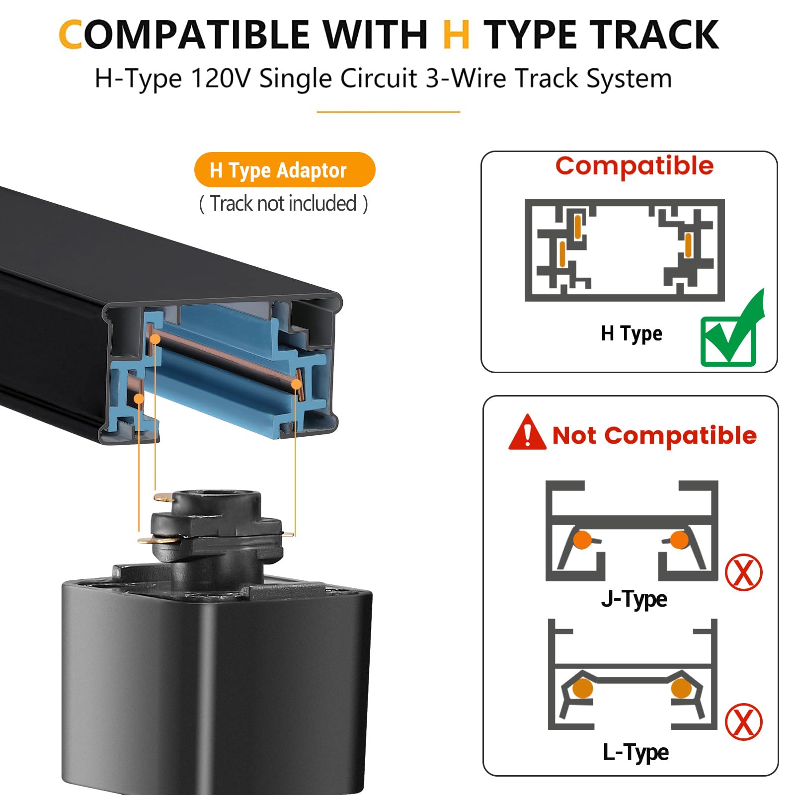 VANoopee easy-install H-type track head for quick setup