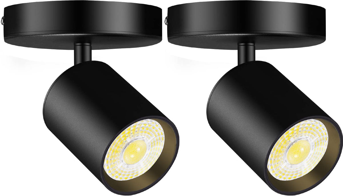 VANoopee flush mount LED spotlight in black two-pack ideal for seamless living room lighting
