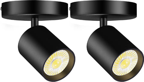 VANoopee flush mount LED spotlight in black two-pack ideal for seamless living room lighting