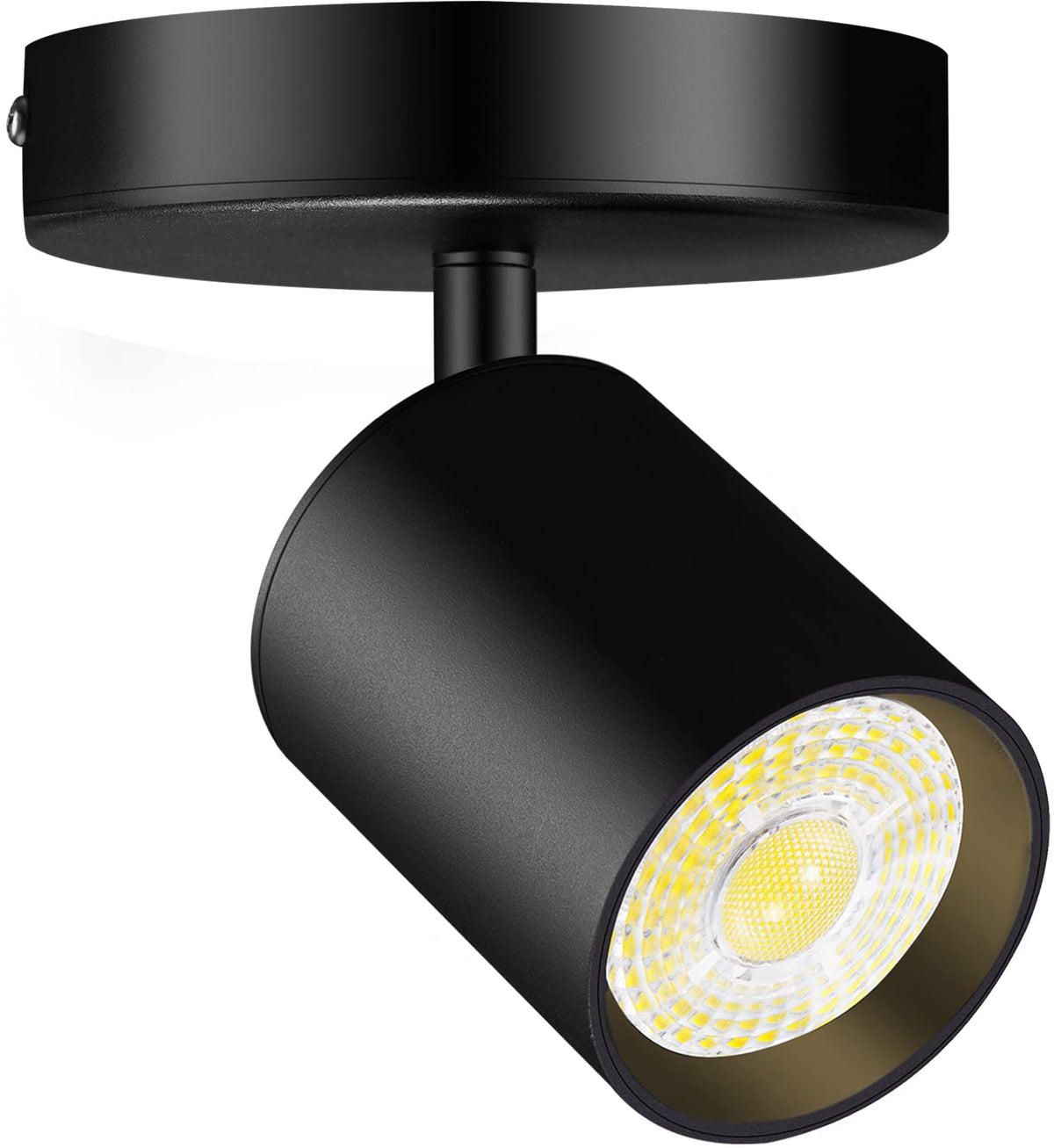 VANoopee flush-mount LED spotlight front view shows warm living room lighting.