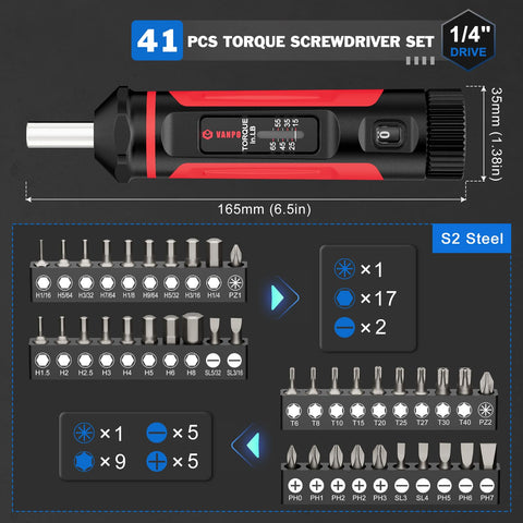 VANPO 41-piece bit set and case for versatile DIY maintenance.