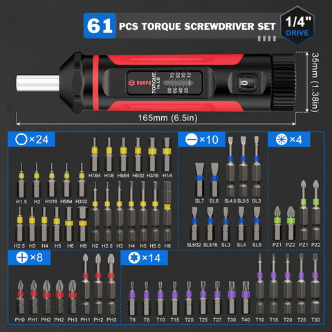 VANPO 60-piece bit set provides versatile options for precise fastener work.