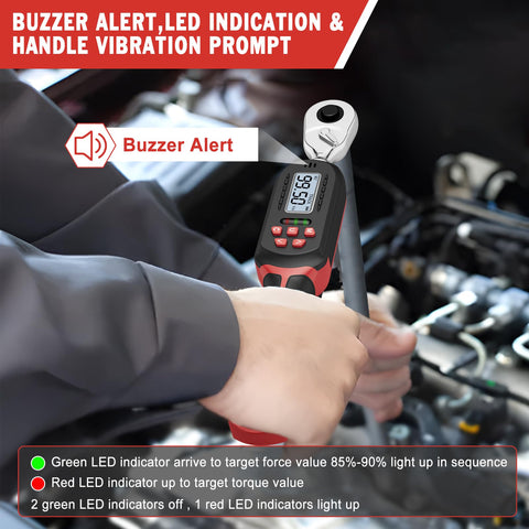 VANPO torque wrench supports multiple units (Nm, ft-lb, in-lb, kg-cm).