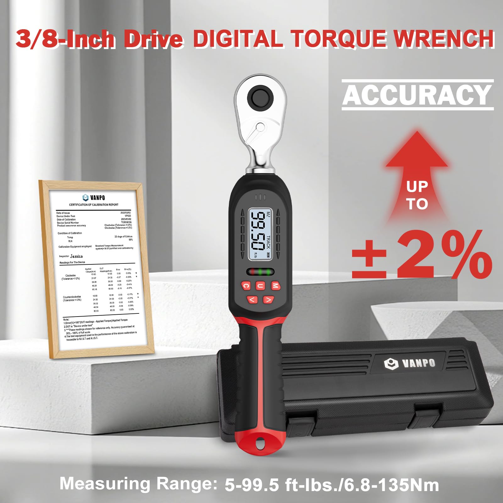 VANPO torque wrench quick-release head enables fast accessory changes.