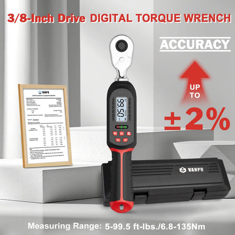VANPO torque wrench quick-release head enables fast accessory changes.