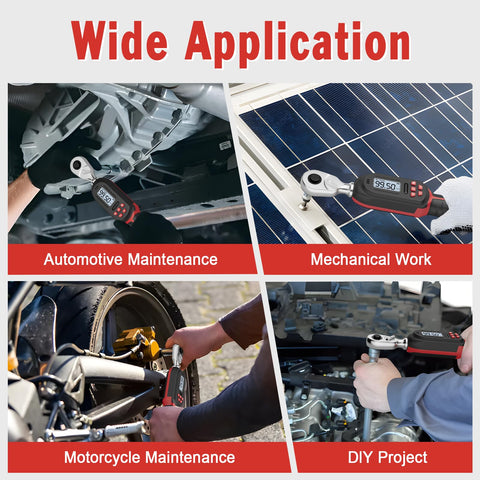 VANPO torque wrench in use on automotive bolts within its 5-99.5 ft-lb range.