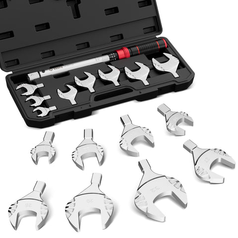 VANPO HVAC torque wrench with 10-80 ft-lb range and 17–32 mm heads for precise flare nut torque