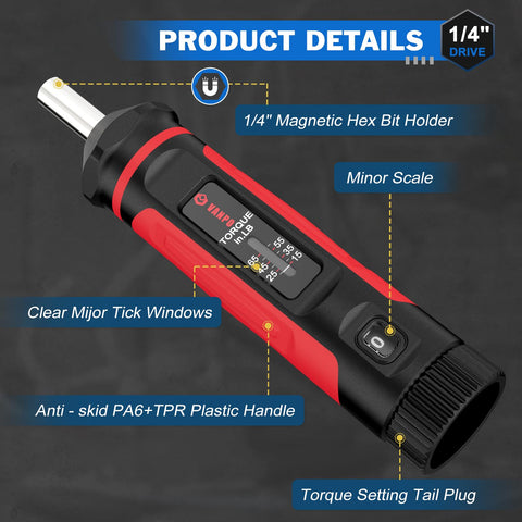 VANPO multi-purpose torque screwdriver ideal for bike repairs and mounting tasks.