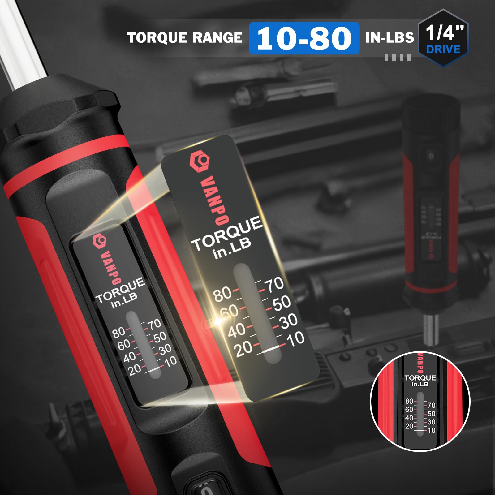 VANPO torque screwdriver with 1/4-inch drive enables precise torque control.