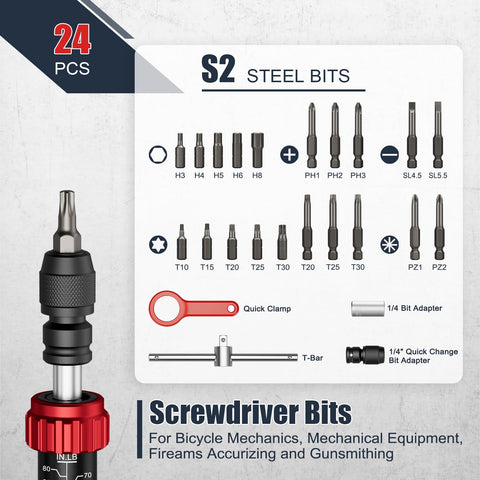 VANPO Torque Screwdriver bit set with hex, torx, and philips bits