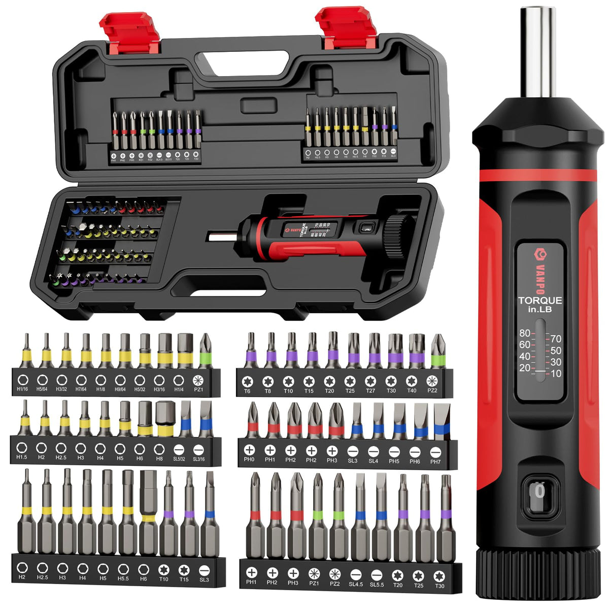 VANPO torque screwdriver with case for organized maintenance tasks.