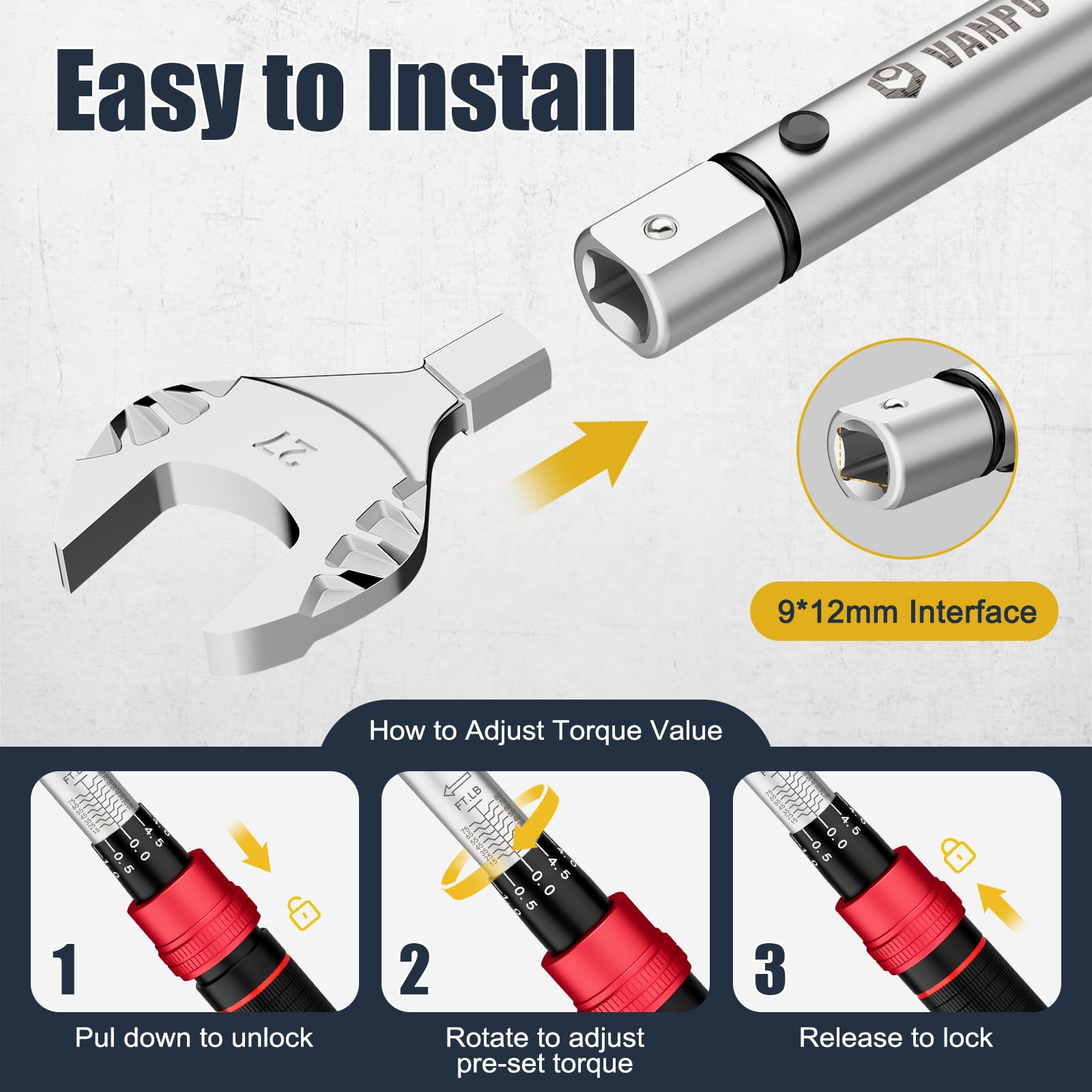 VANPO torque wrench showing the audible click mechanism for accurate torque