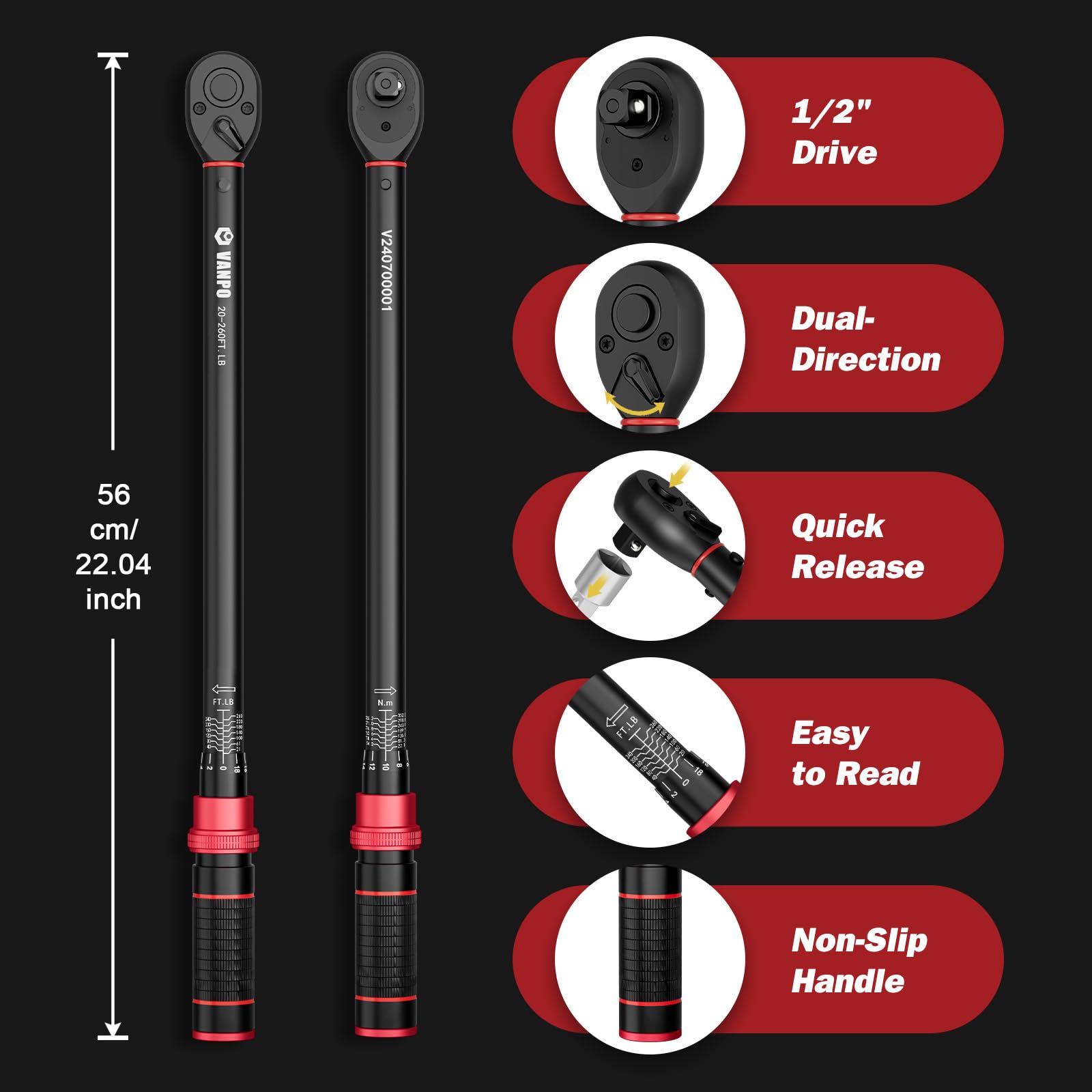 VANPO torque wrench click sound signaling correct torque.