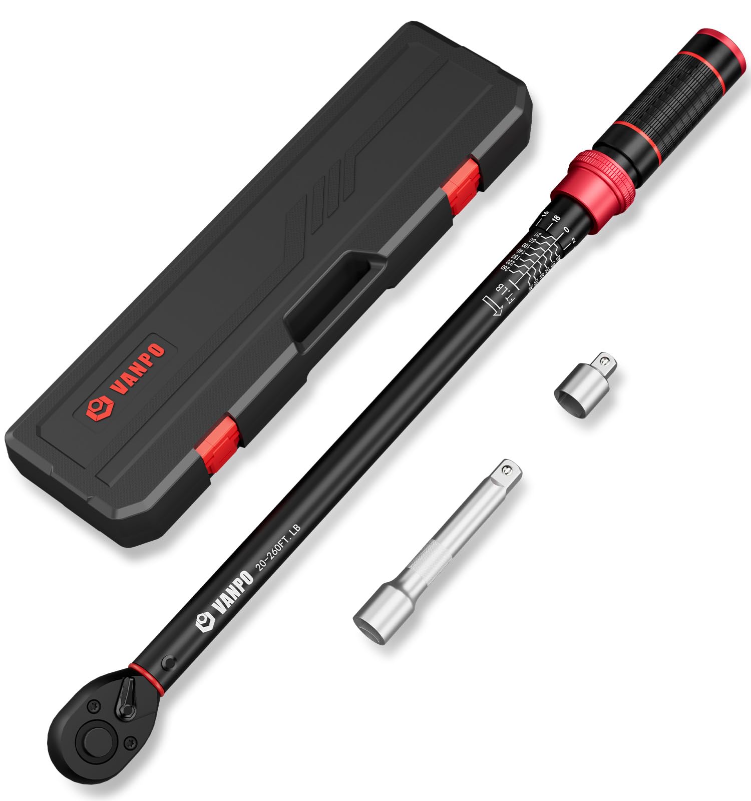 VANPO torque wrench dial face with dual-range scale for precise tightening.