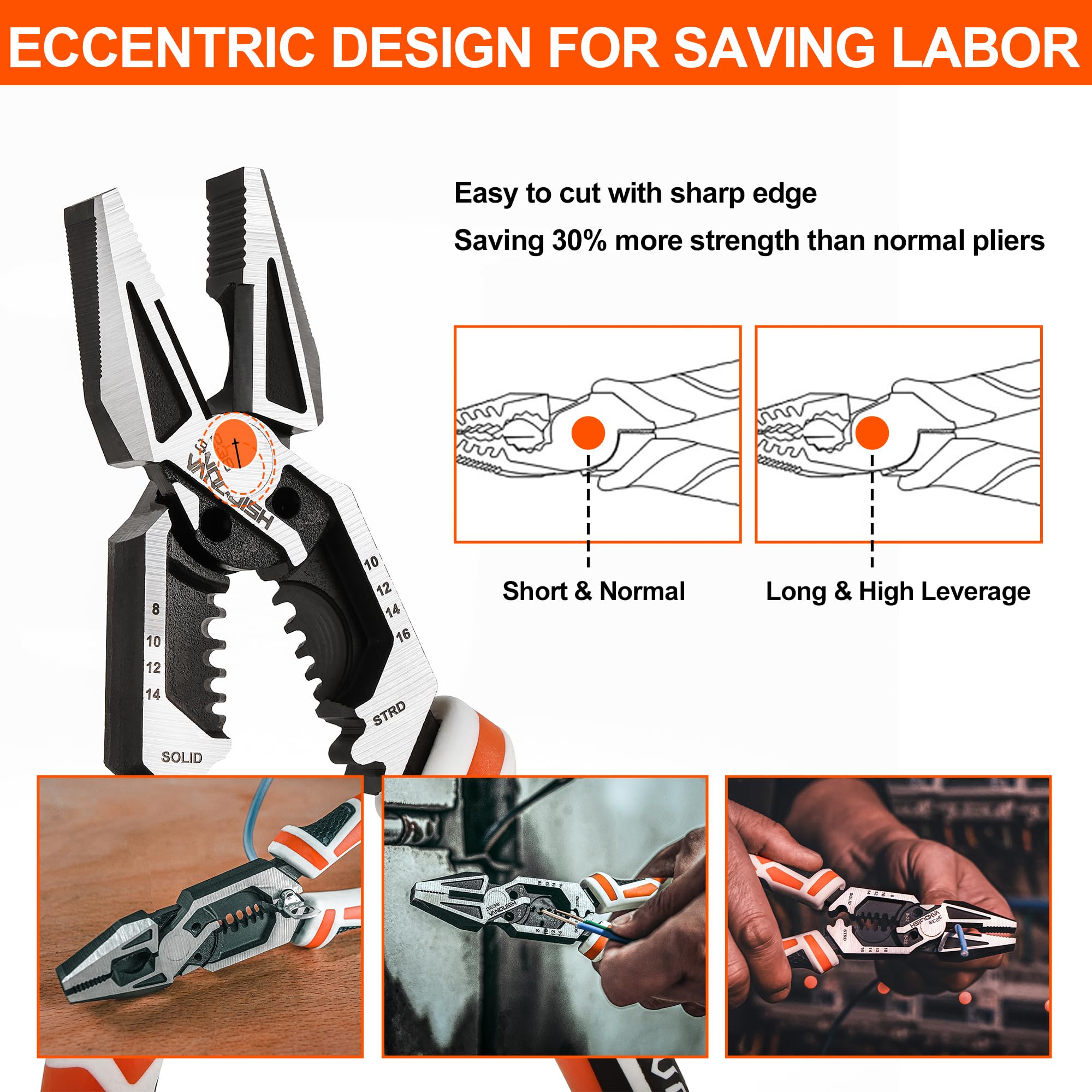 Vanquish 8-in-1 linesman pliers wire stripping in electrical projects