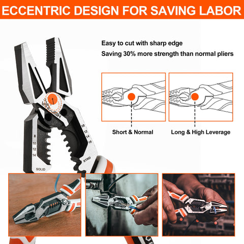 Vanquish 8-in-1 linesman pliers wire stripping in electrical projects