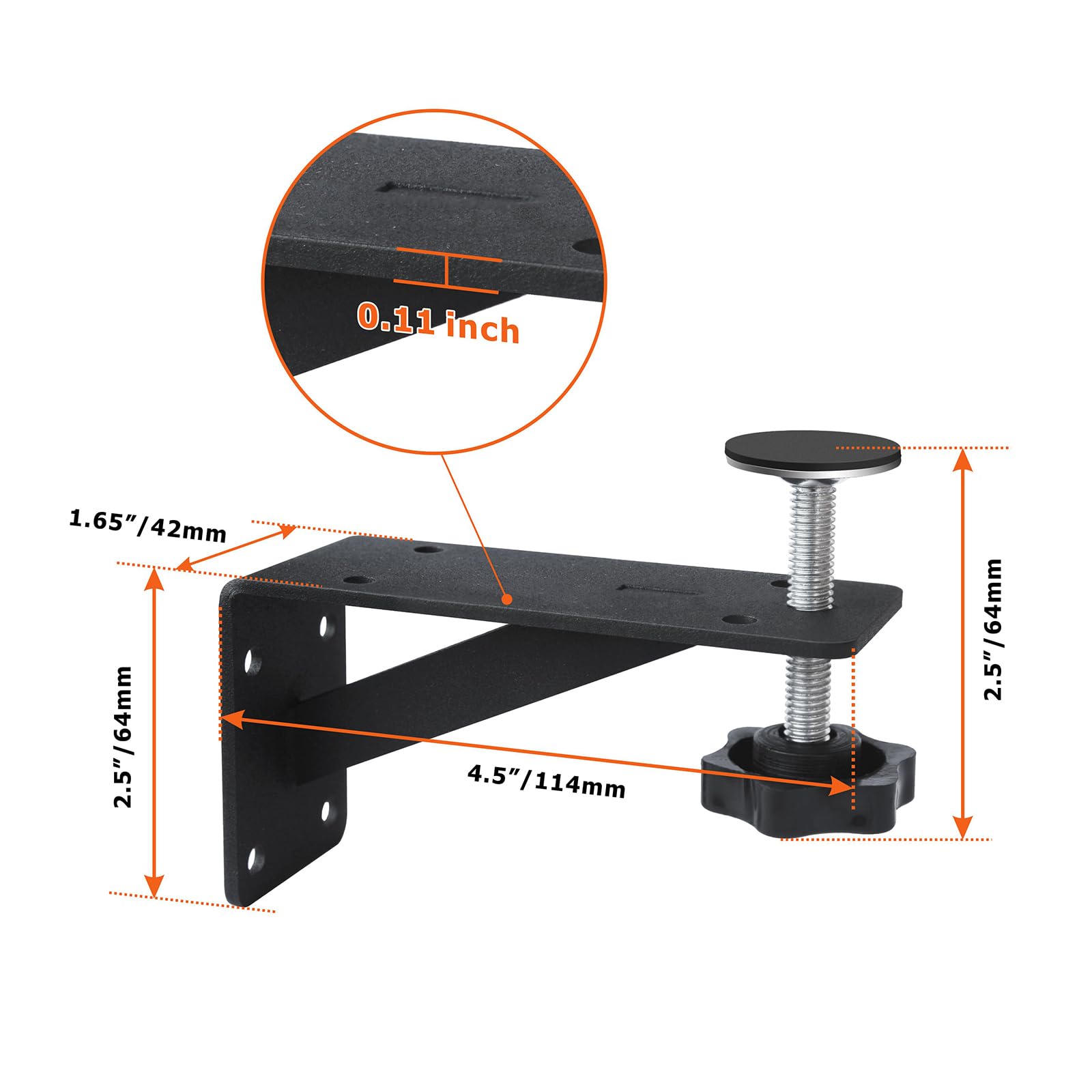 VanROUG bracket with rubber pads protects cabinet surfaces during installation