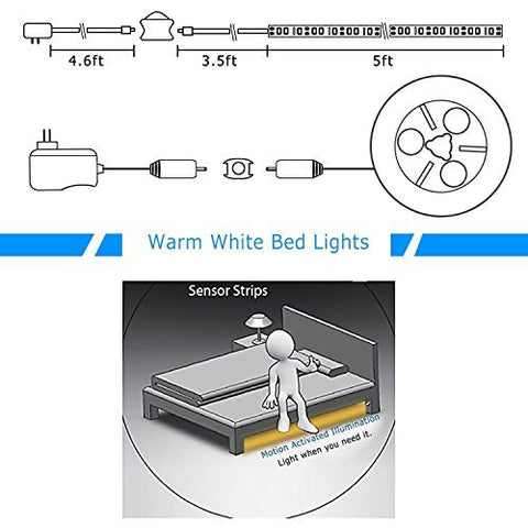 Vansky 5ft LED strip installed under the bed frame for easy setup.