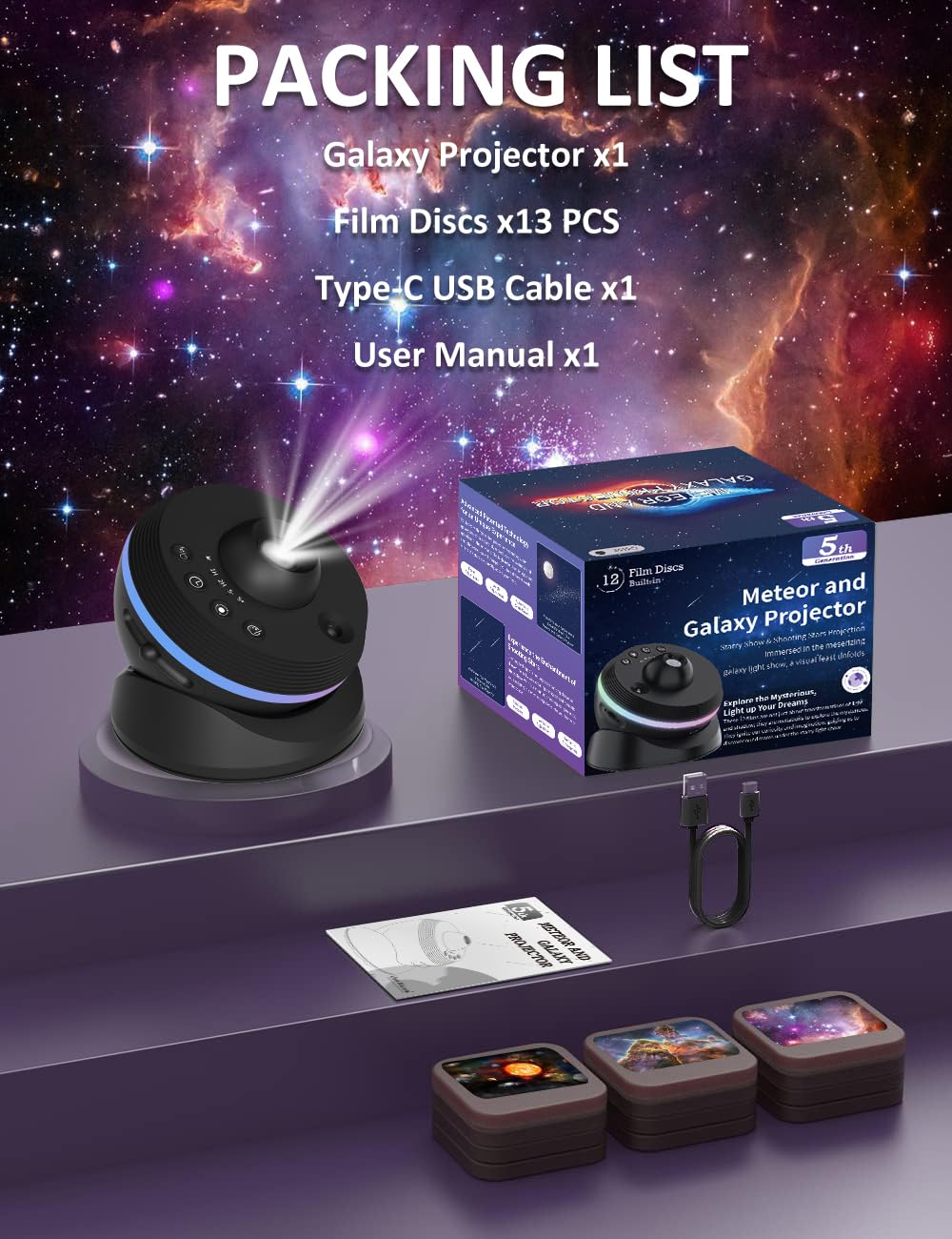 VanSmaGo bedroom ceiling astro-light serves as ambient décor and mood lighting