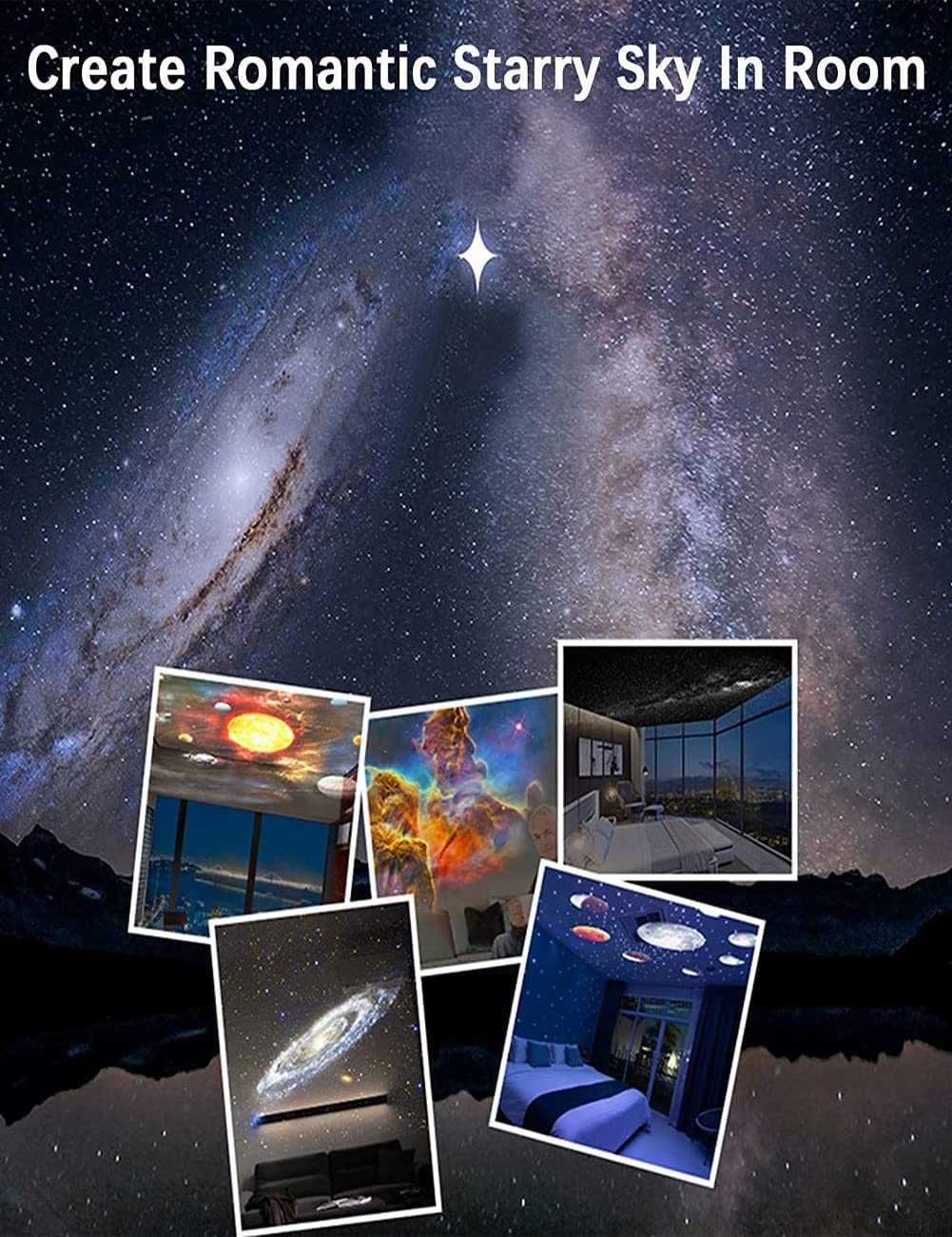 VanSmaGo Galaxy Projector in use in a bedroom creates a calming night sky