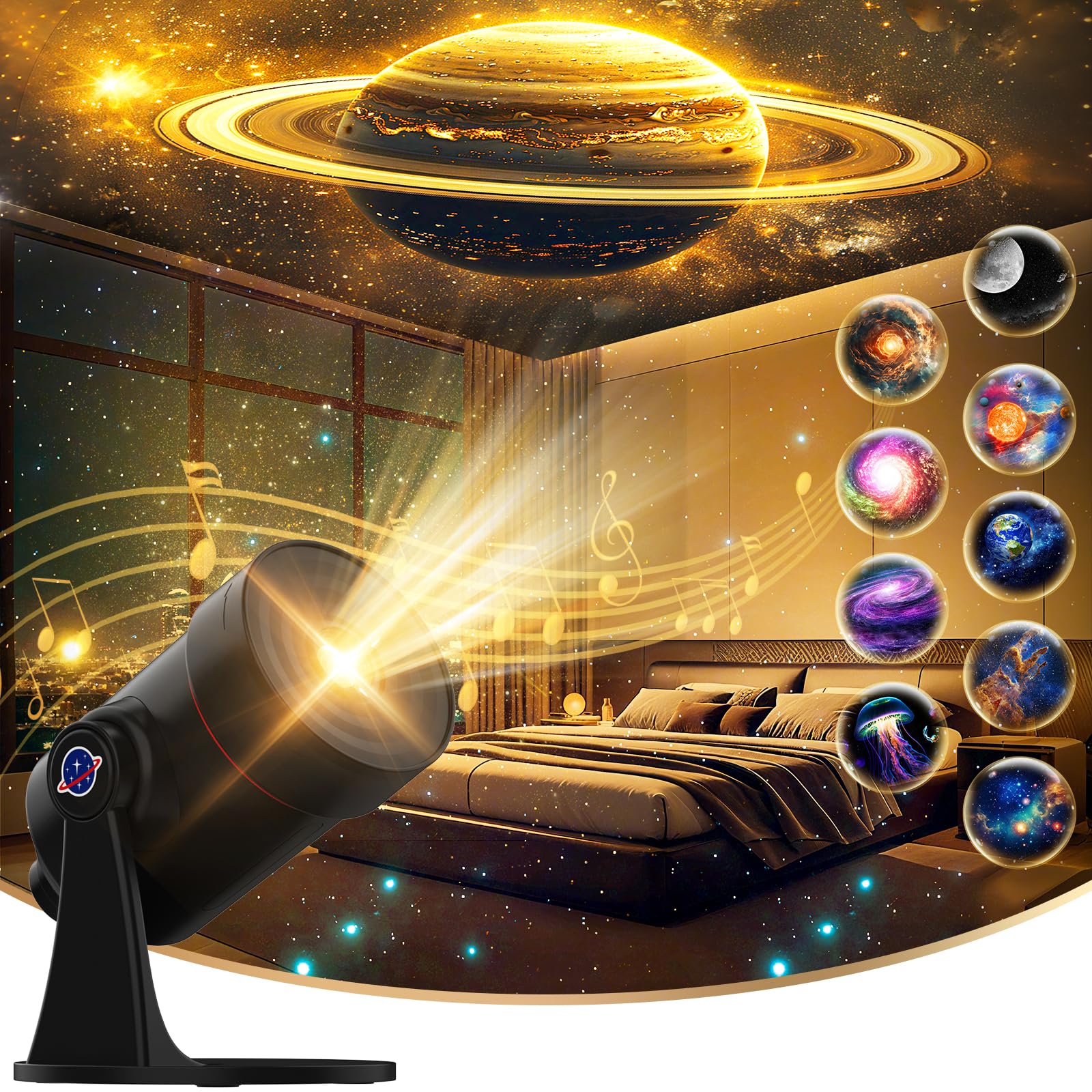 VanSmaGo galaxy projector ceiling view for a calming starry ambiance