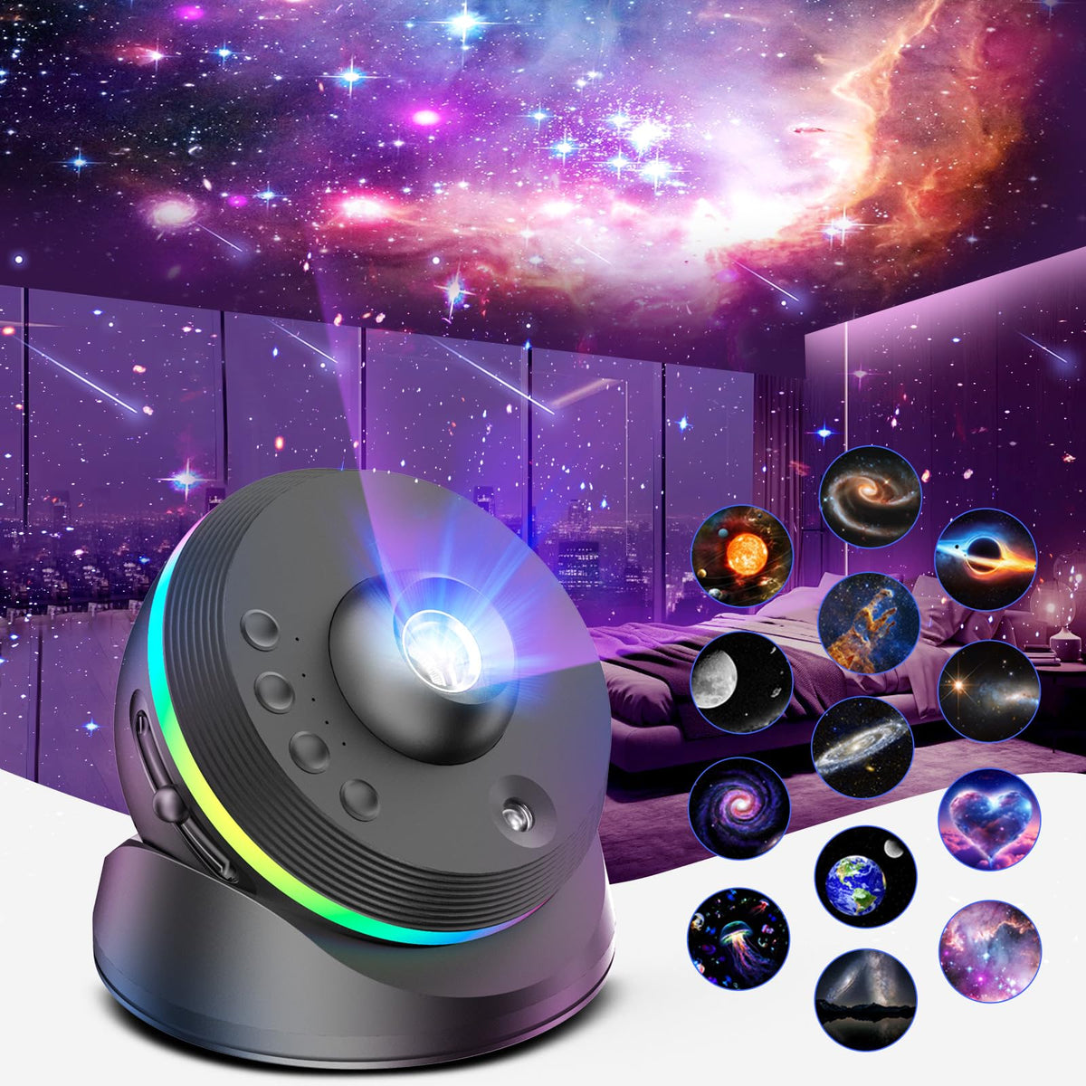 VanSmaGo Meteor Galaxy Projector creates an immersive sky for bedtime adventures.