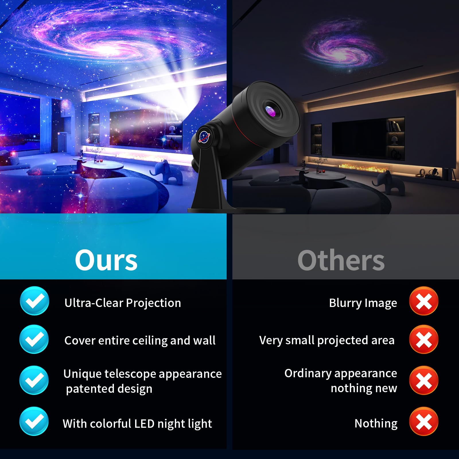VanSmaGo Star Projector operates quietly for peaceful bedrooms.