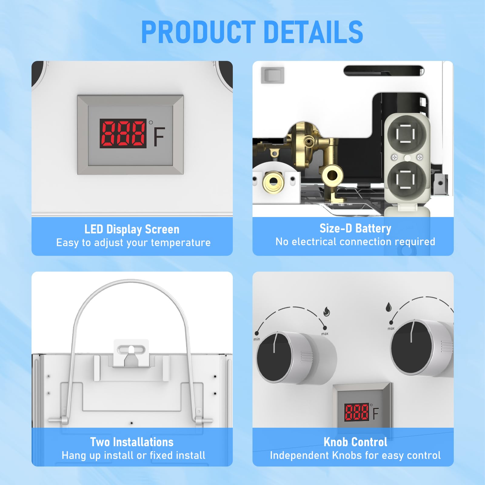 VANSTON comes with shower head and regulator for easy setup.