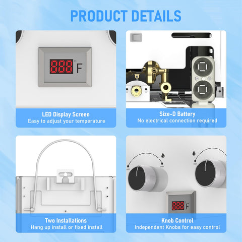VANSTON comes with shower head and regulator for easy setup.