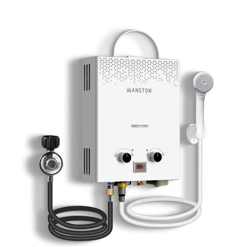 VANSTON tankless water heater in outdoor setup delivers on-demand hot water for camping.