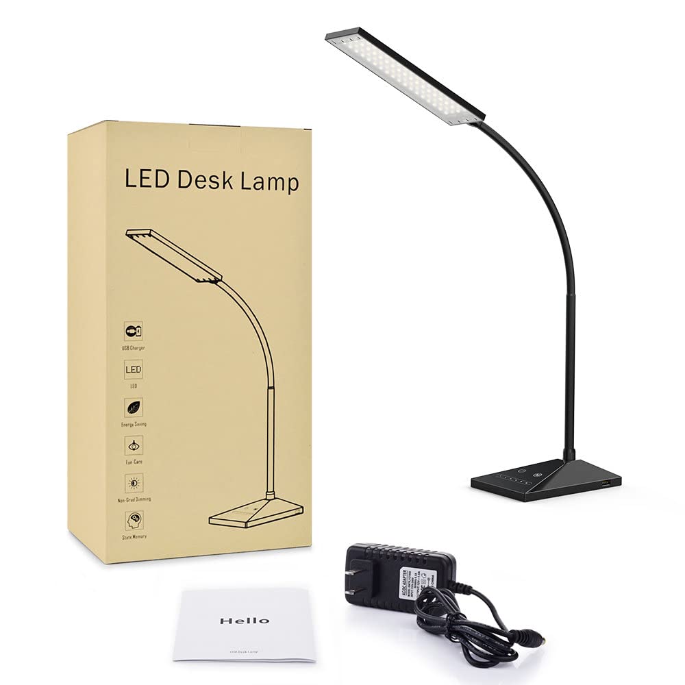 Vansuny 12W black desk lamp in front view for dorm or office