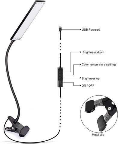 Vansuny metal clip secures lamp to desks or shelves