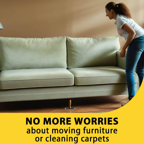 Vanteen furniture sliders in action demonstrating easy, safe moves on multiple floor types.