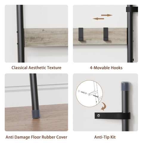 Vantimo farmhouse rack shelf blends with living room decor.