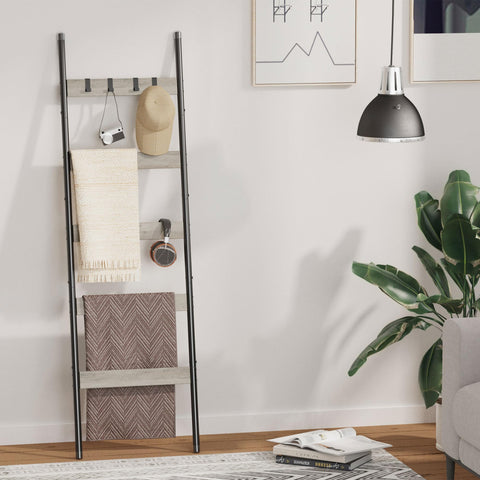Vantimo wall-leaning quilt display adds rustic farmhouse charm.