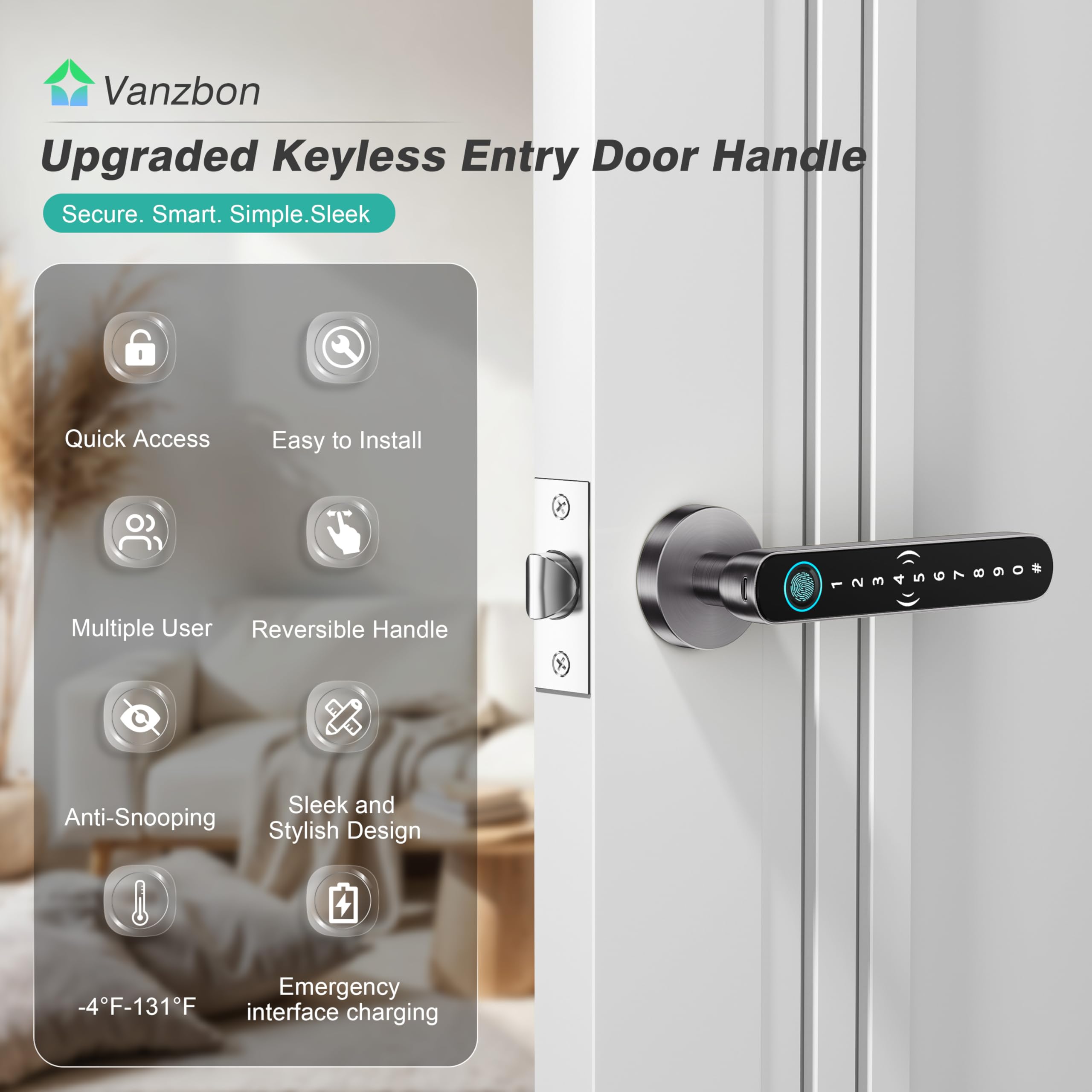 VANZBON smart app control panel enables easy setup and remote access without Wi-Fi.