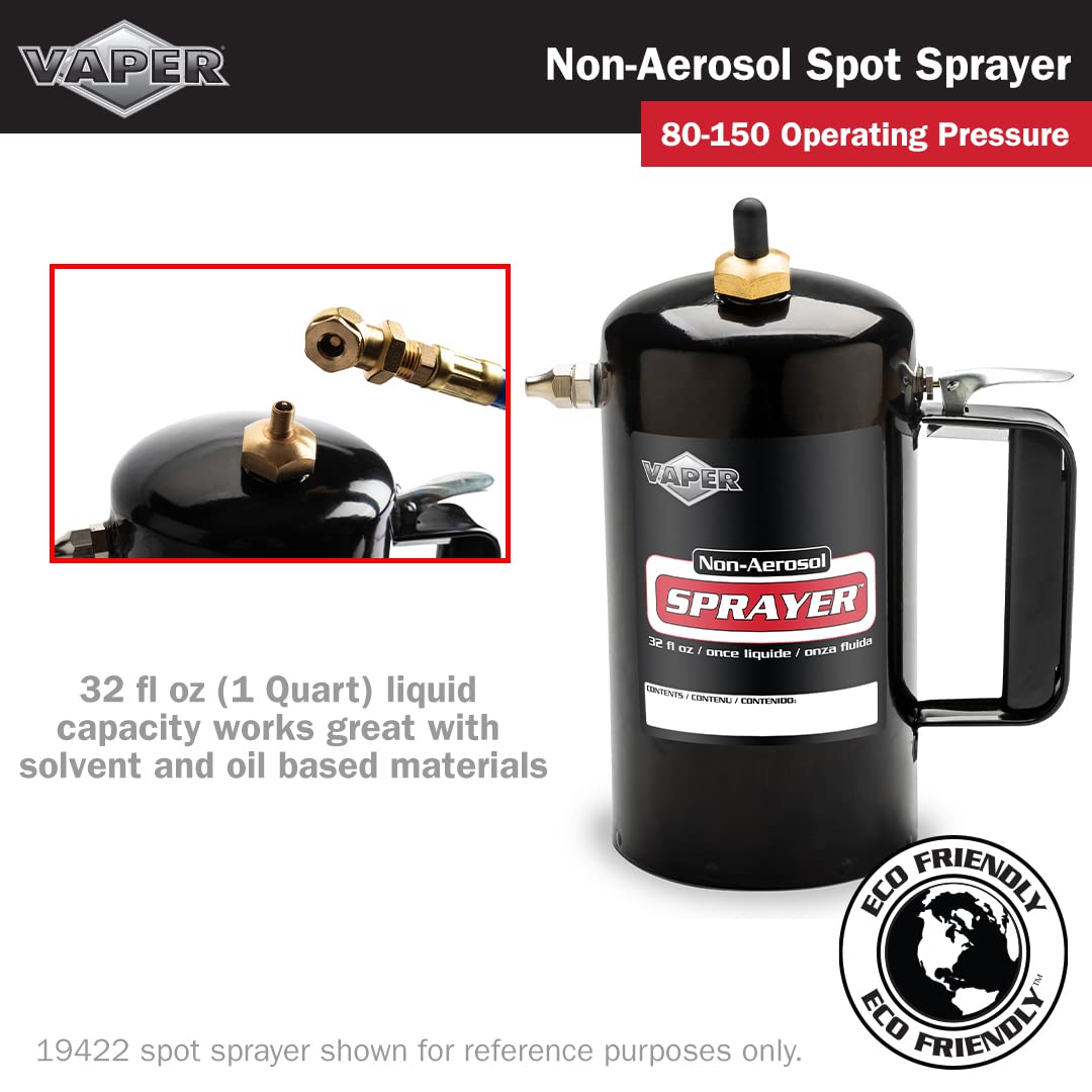 Vaper Spot Spray orange side view highlights compact, refillable bottle for repeated use.