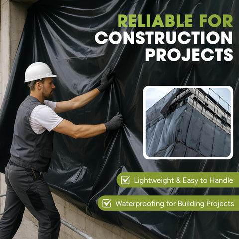 VAPLINX 10 Mil plastic sheeting covering outdoor items such as boats and firewood