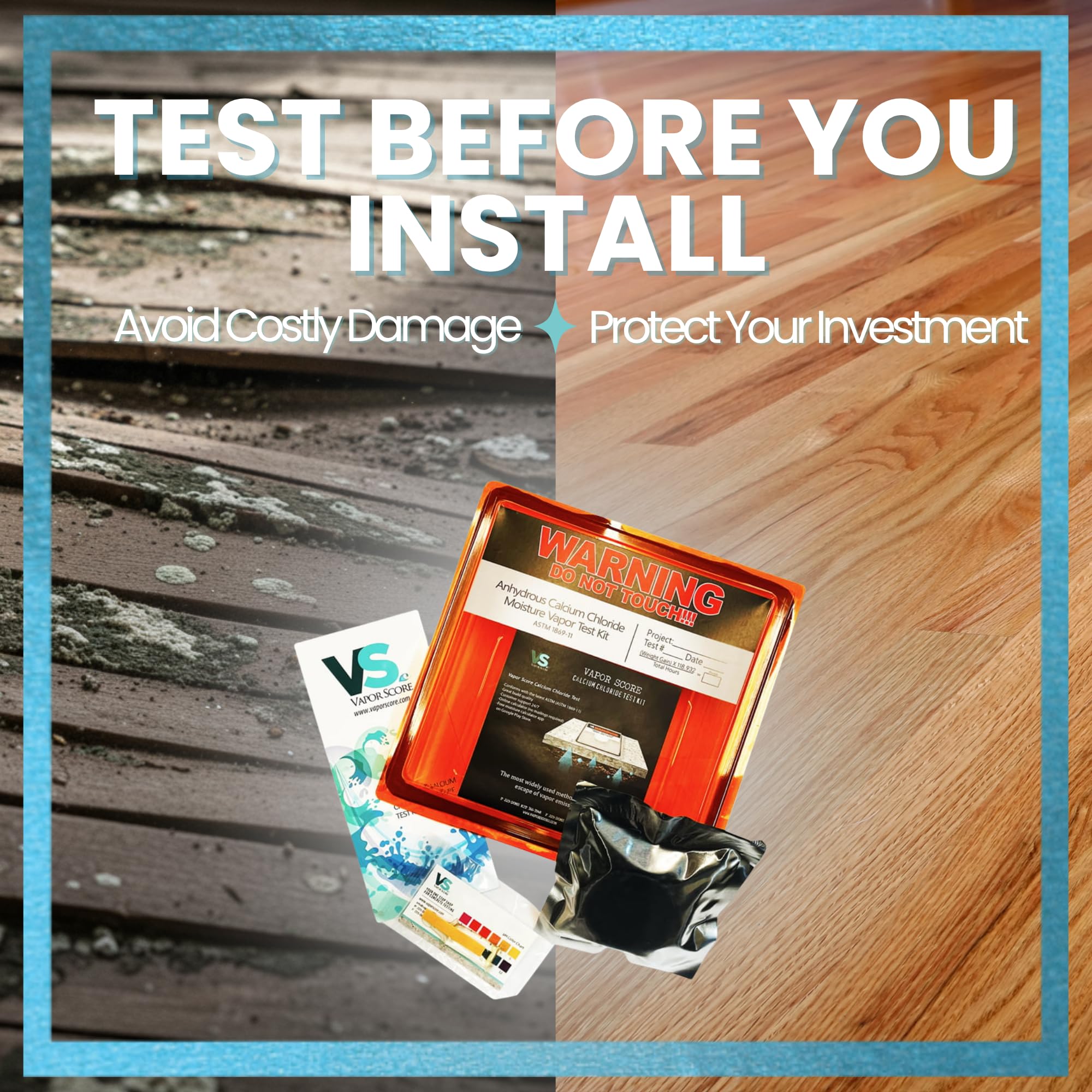 Vapor Score instruction sheet guides DIY moisture testing.