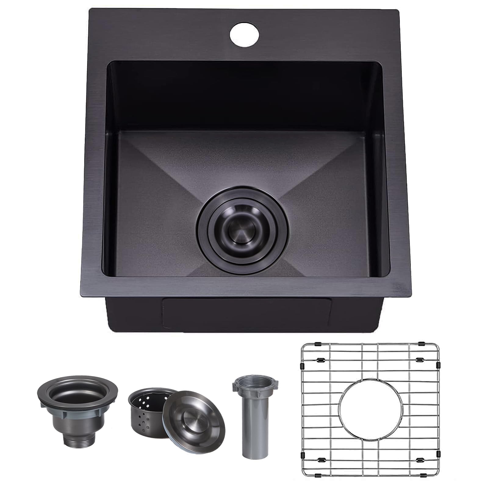 VAPSINT black drop-in bar sink exterior dimensions for compact outdoor kitchens.