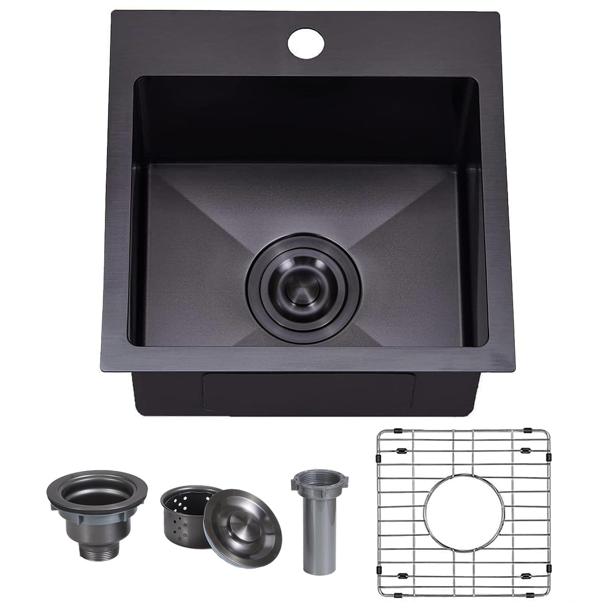 VAPSINT black drop-in bar sink exterior dimensions for compact outdoor kitchens.