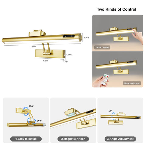 VARICART angle-adjustable head—adjust lighting direction to highlight canvases.