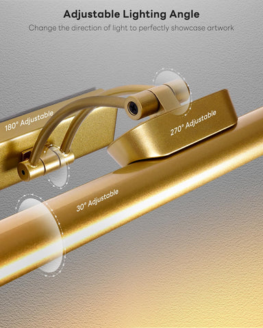 VARICART gold-brushed light with touch control close-up—choose warm to neutral tones.